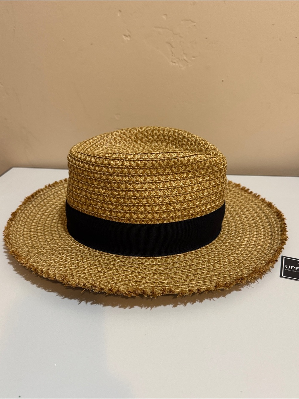 NEW✨NEW✨ Eric Javits Squishee Straw Fedora black ribbon/ subtle “EJ” Logo - Picture 7 of 16